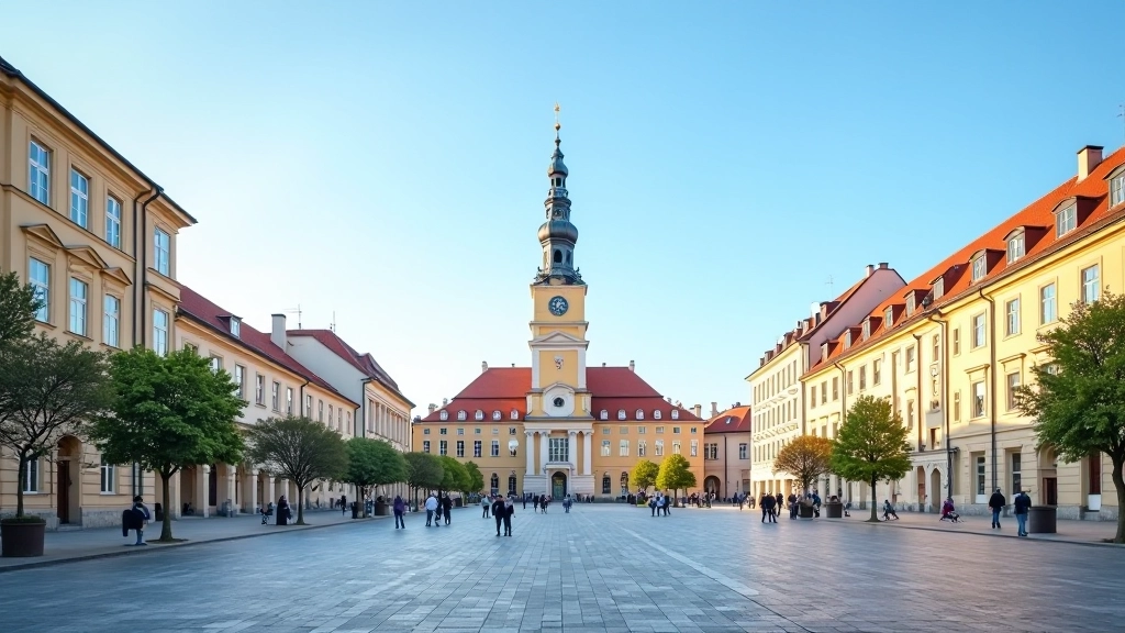 Lukiškių aikštė ir theluxuryguide universiteto pagrindinis pastatas perspektyvoje